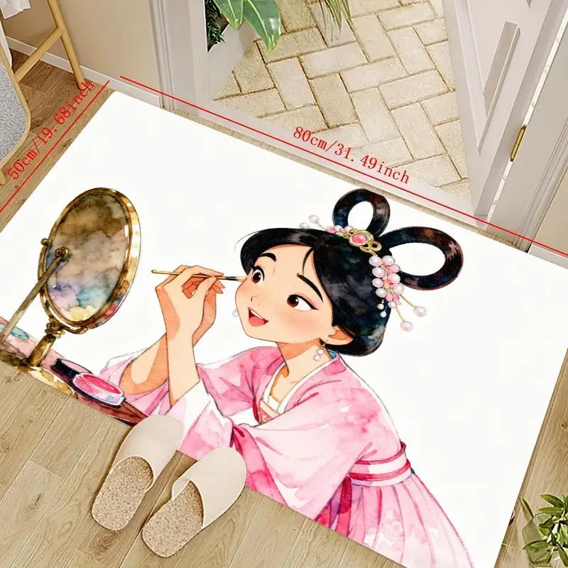 1 قطعة لطيف أنيمي فتاة ماكياج الغرور الكلمة حصيرة ، Kawaii النمط التقليدي الكرتون الأميرة خلع الملابس منطقة البساط ، لينة عدم الانزلاق ديكور