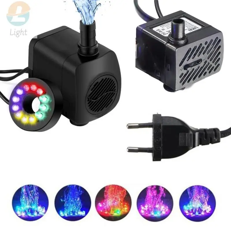 3W/5W Submersible Pump Fountain With 12RGB Color LED Light Flow Adjustable For Aquarium Pond Fountain Fish Tank Water Hydroponic