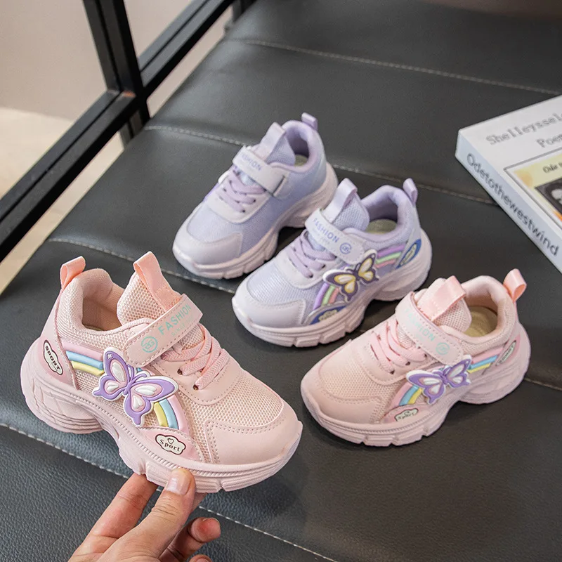 

New Autumn Casual Sneakers for Girls Fashionable Butterfly Decor Soft Shoes Sole Shoes Versatile Design for School Running