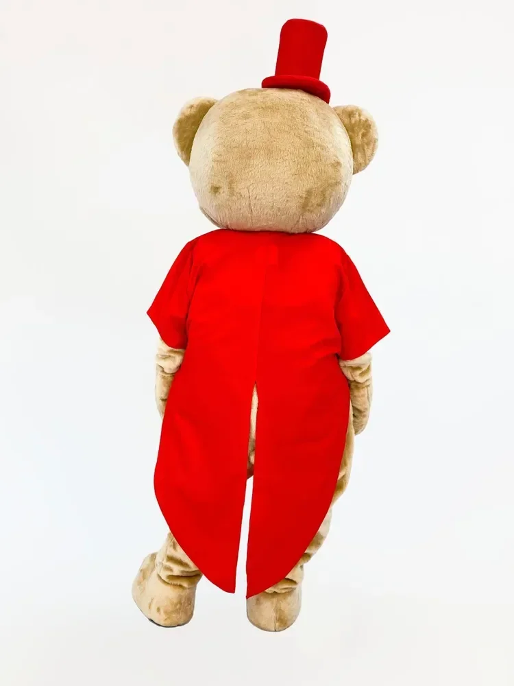 Rotes Frack-Kostüm Bären-Maskottchen-Kostüm Hochwertiges Maskottchen-Kostüm für Erwachsene Karneval Party Show