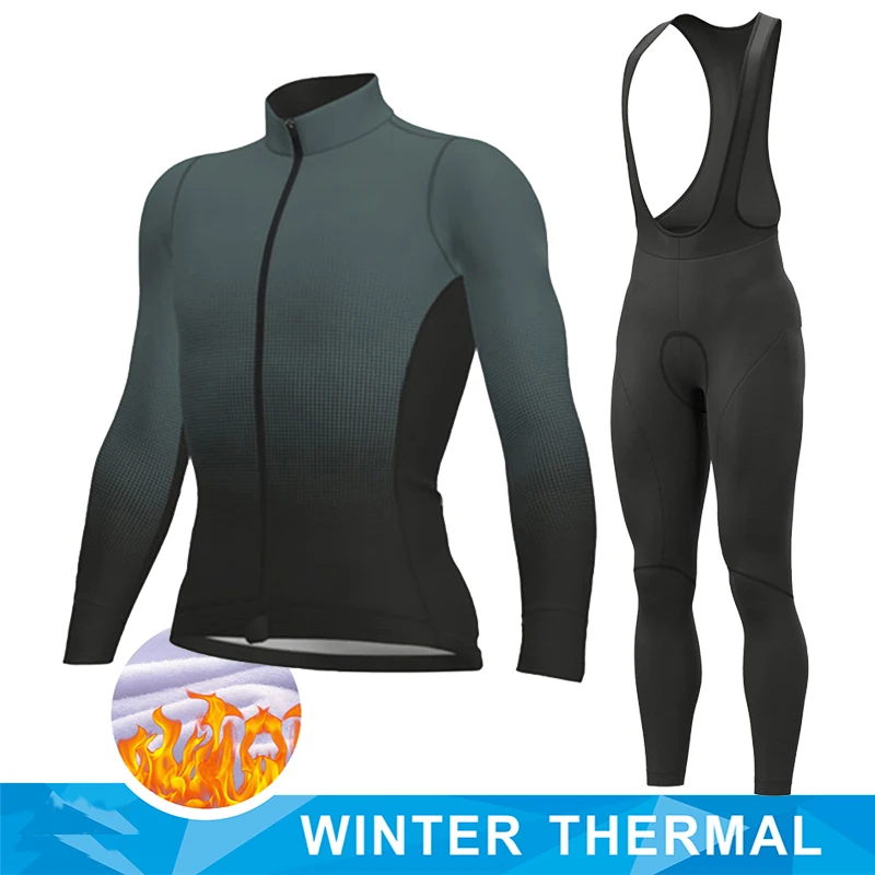 2026 Pro Warm Winter Thermal Fleece Cycling Jersey Sets Men Outdoor Riding MTB Ropa Ciclismo Bib Pants Set Team Cycling Clothing