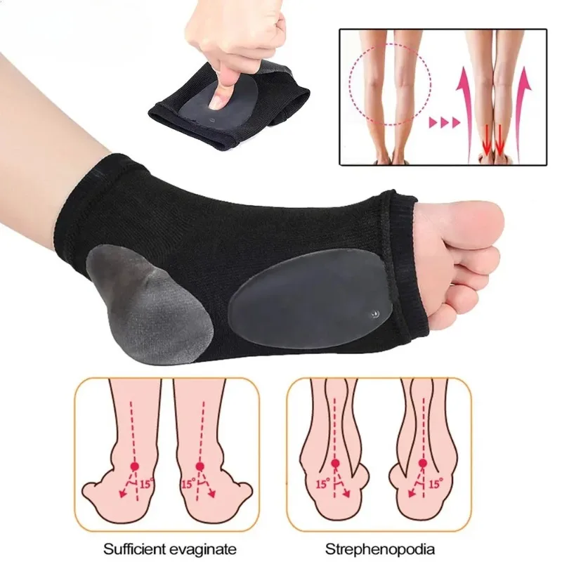 

1Pair Arch Support Sleeve Cushioned Soft Elastic Gel Pad Fabric Arch Sock for Flat Foot Pain Relief Plantar Fasciitis Heel Spurs