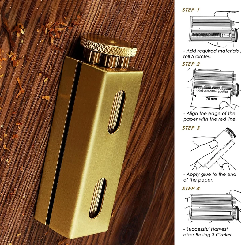 Solid Brass Cigarette Rolling Machine 70MM Manual Tobacco Roller Retro Antique Style Heavy Handmade Mechanical Rollie Gift