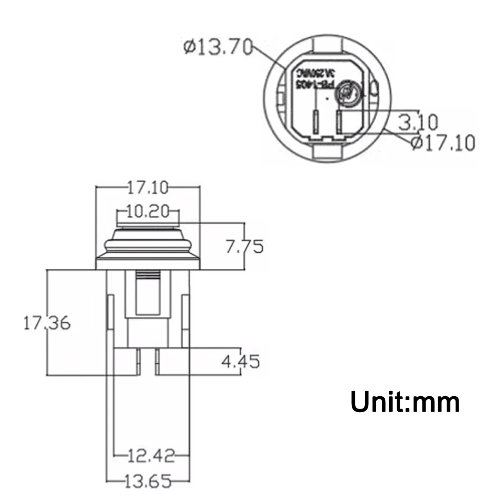 1pc 14mm waterproof button switch round PB-1405 2pin Momentary reset self-locking 1NO Led red green black blue white 3A 250VAC