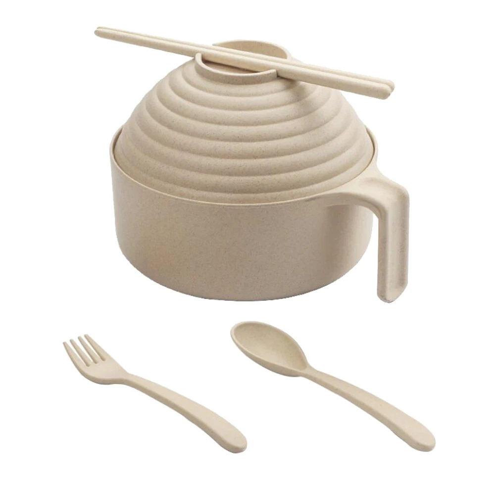 

Ramen Bowl Insulation Wheat Straw Noodles Cover Table Ware Easy Clean Non stick Bento Rice Kitchen Bar Utensils Set
