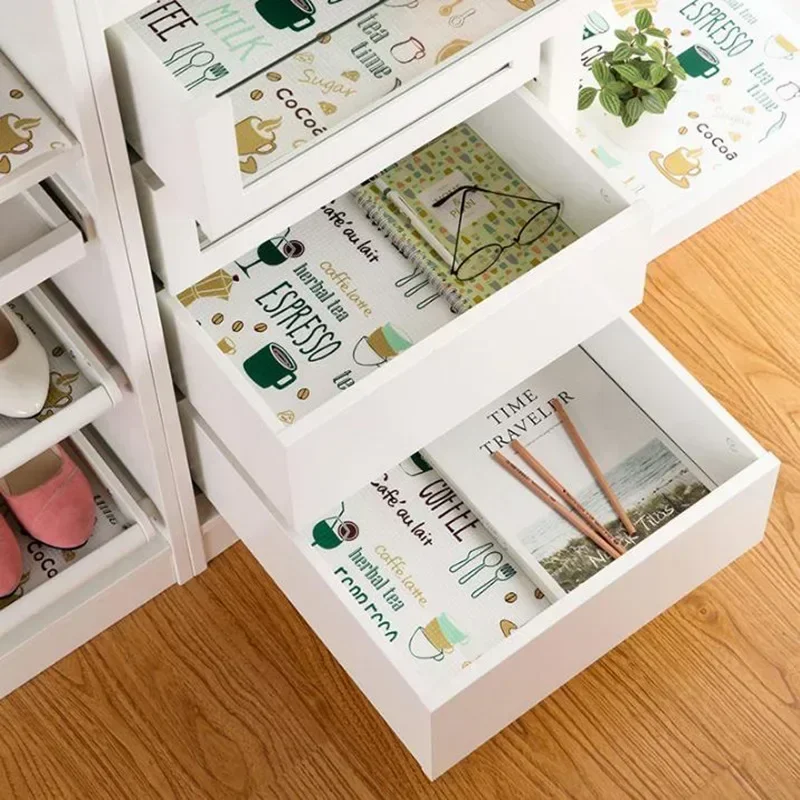 Printed Waterproof Drawer Mat - Scalable Cabinet Liner for Kitchen/Fridge, Non-Slip Shelf Contact Paper