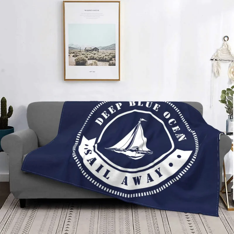 Blue sailboat Flannel lunch lounge sofa blanket can be customized