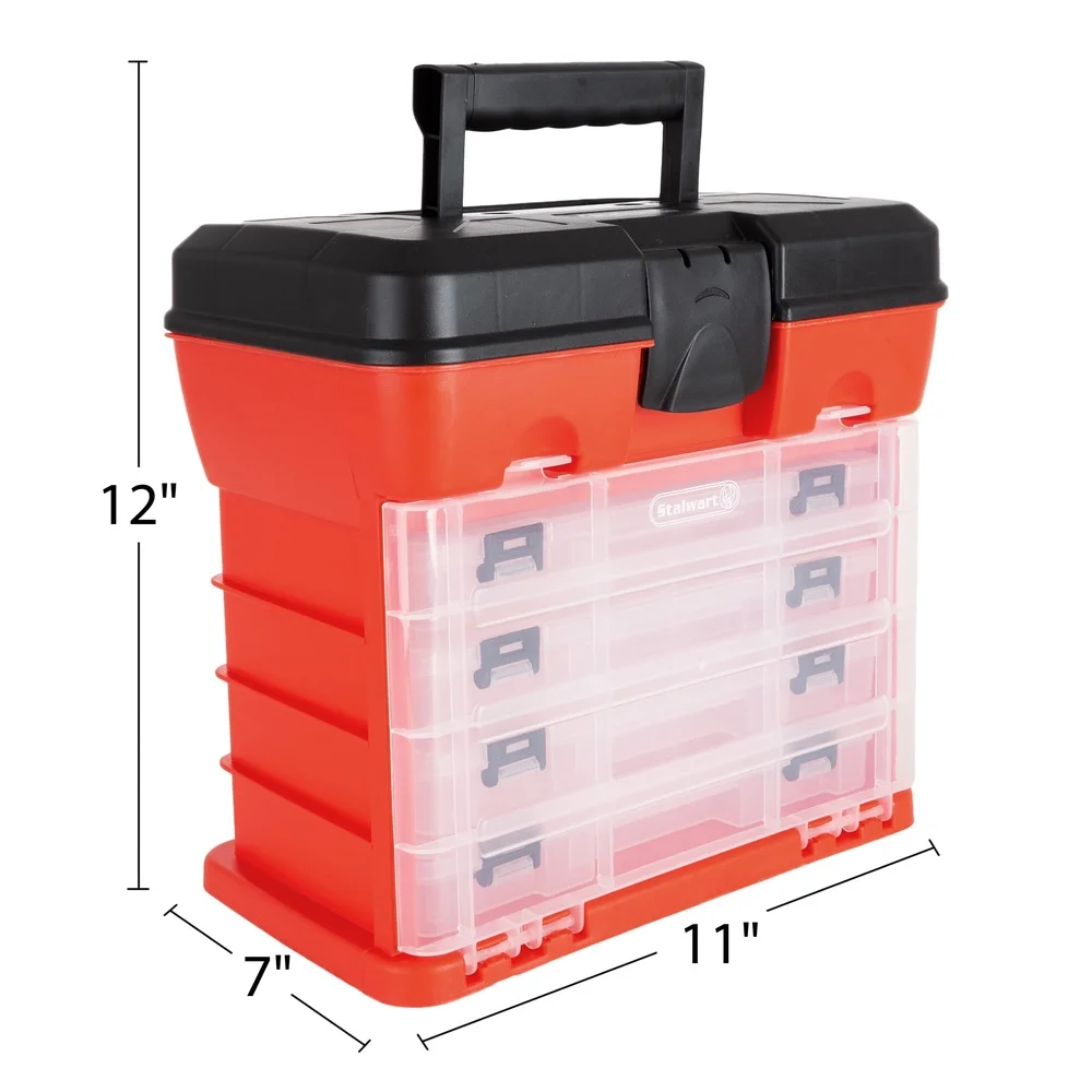 

Portable Tool Storage Box Small Parts Organizer with Removable Trays Durable Multi-Compartment Carry Handle Versatile Craft