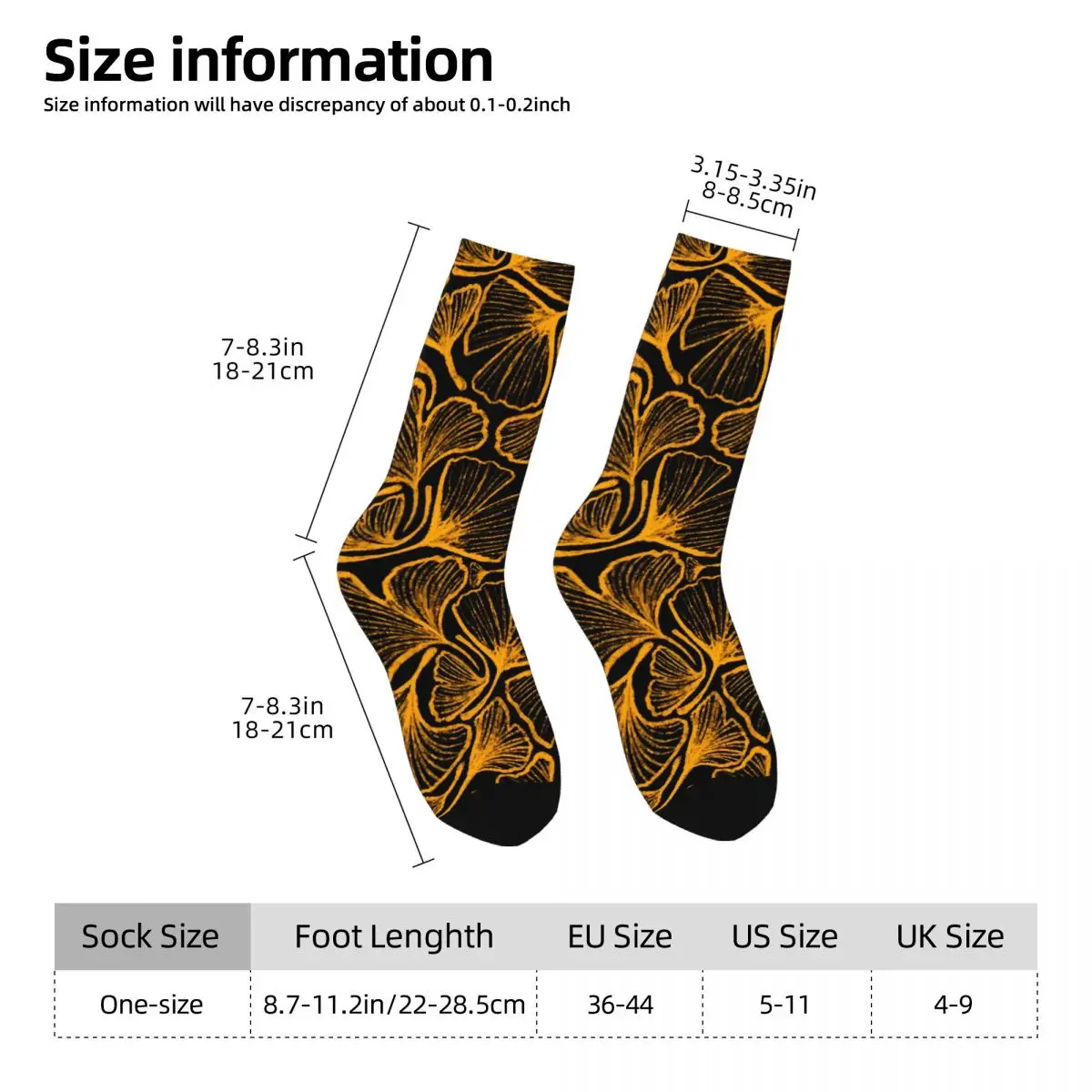 Ginkgo Biloba Socks Yellow Leaves Print Korean Stockings Winter Non Skid Girls Socks Quality Pattern Outdoor Socks