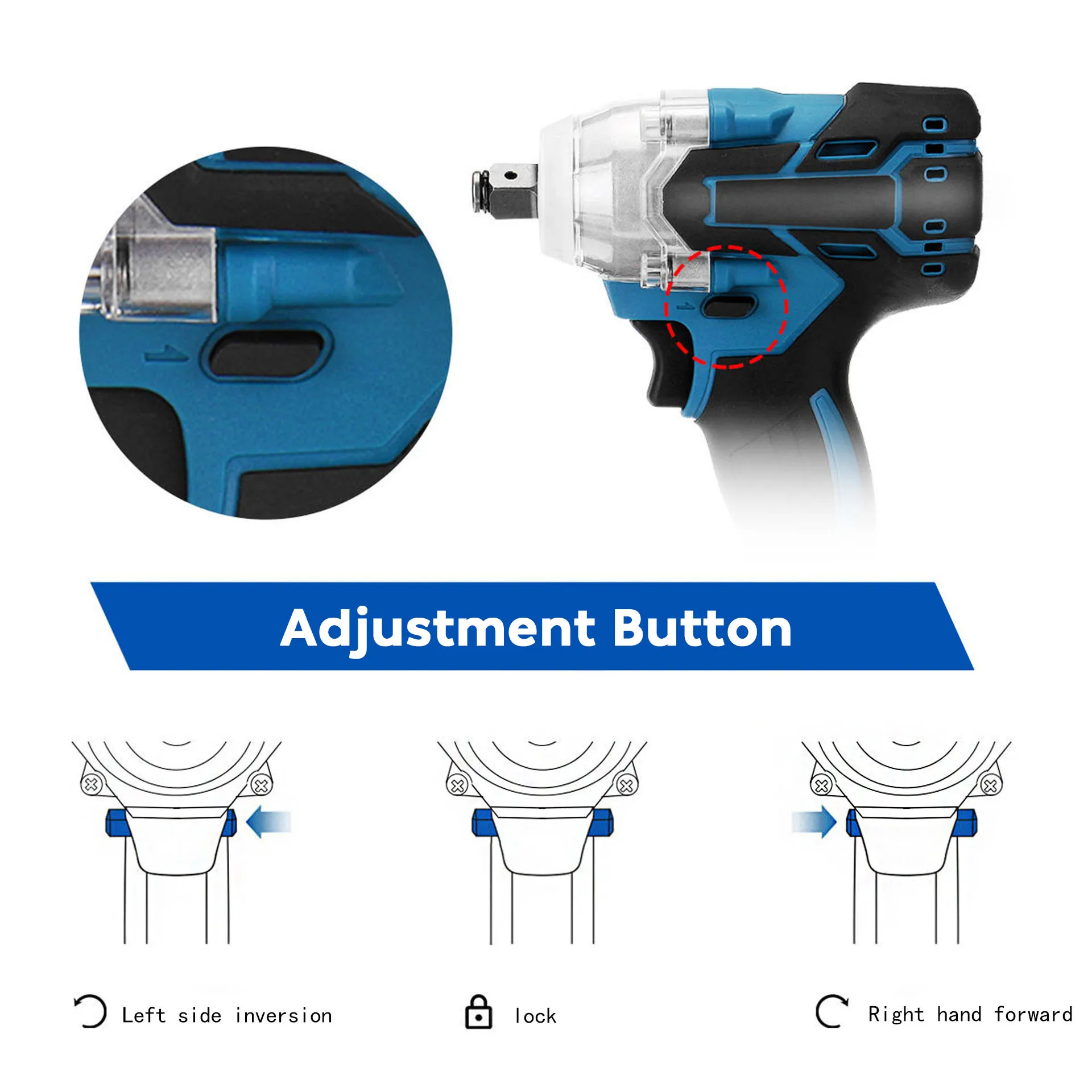 Electric lmpact Wrench 18V-68V Rechargeable1/2 Socket Wrench Cordless Without Battery For Makita 18v Battery DTW285Z Old battery