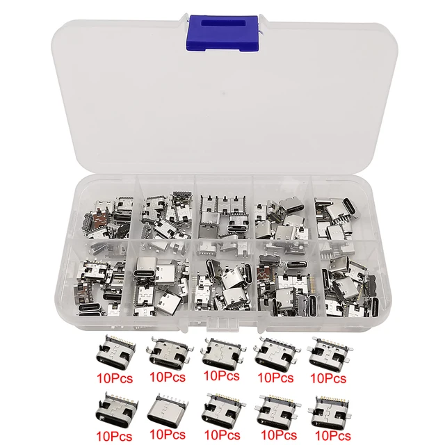 100 sztuk/pudło typu C USB żeńskie gniazdo ładowania złącze 6Pin 16Pin PCB lutowanie DIY naprawa typu C Jack Adapter ładowarki
