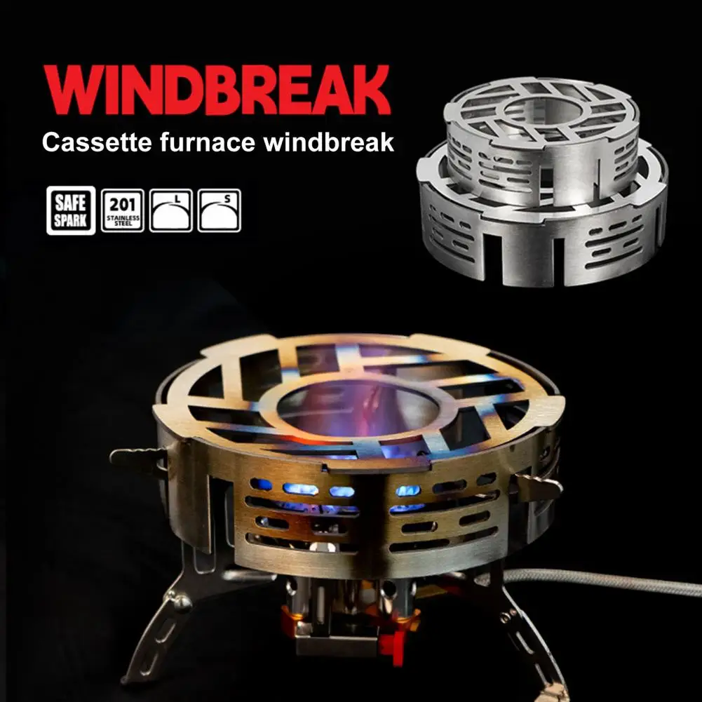 Camping Stove Windshield Ring Heavy Duty Stainless Steel Outdoor Hiking Picnic Windproof Gas Stove Windscreen Burner 아궁이 바람막이 유리