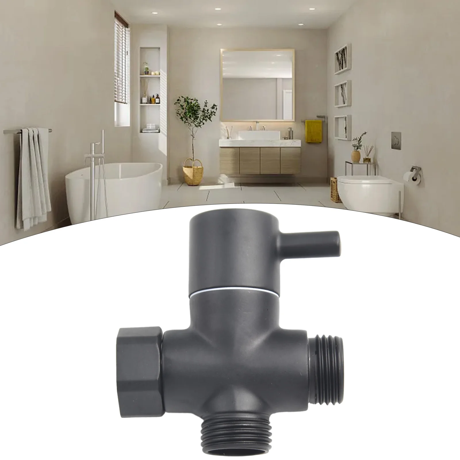 Excellent Service Life Practical To Use Brand New Diverter Valve 1/2in Female 1/2in Male Black For Shower Head