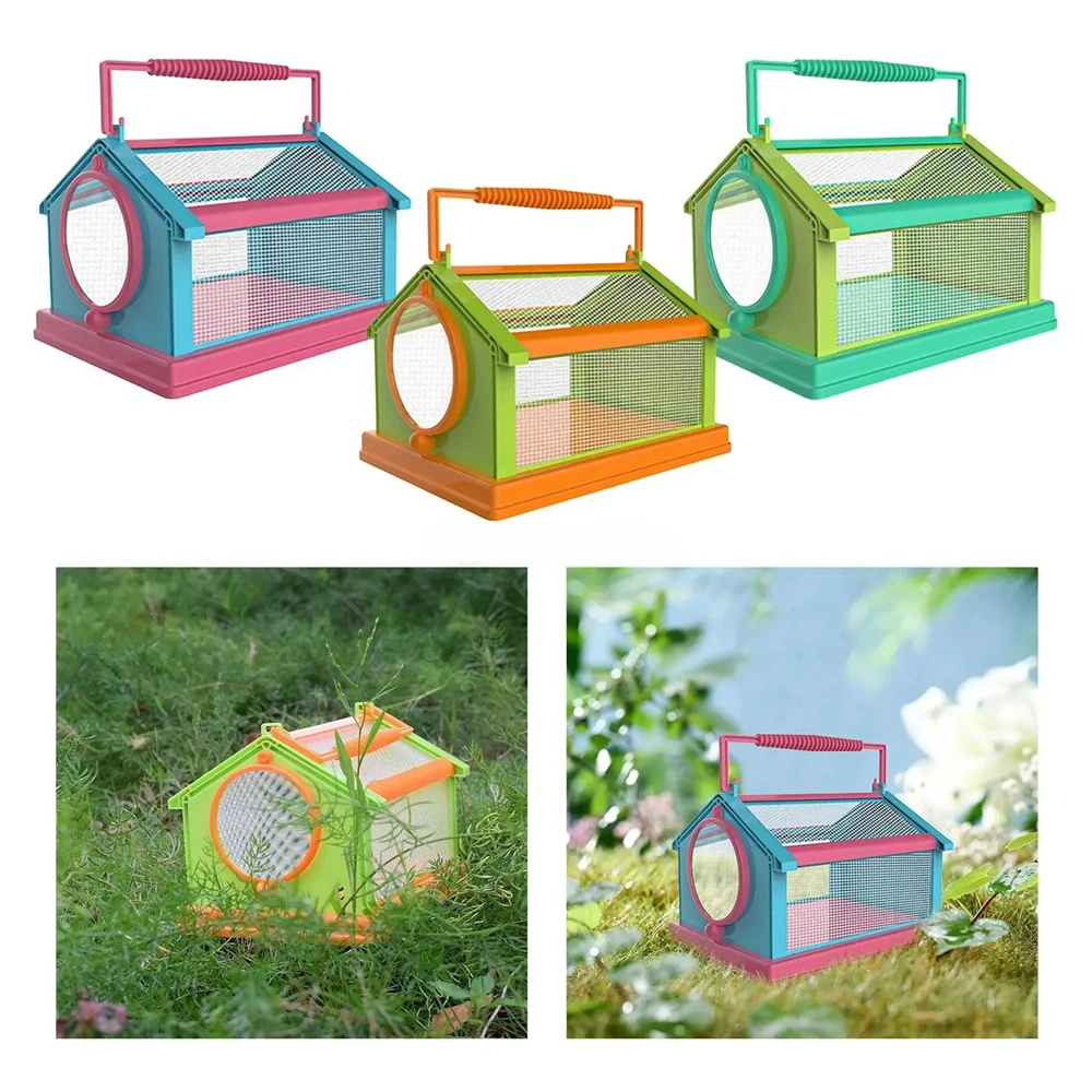 Portable Handle Breathable Butterfly Cage Folding Insect Observer Critter Box Magnifier Silkworm DIY Outdoor Insect Observation