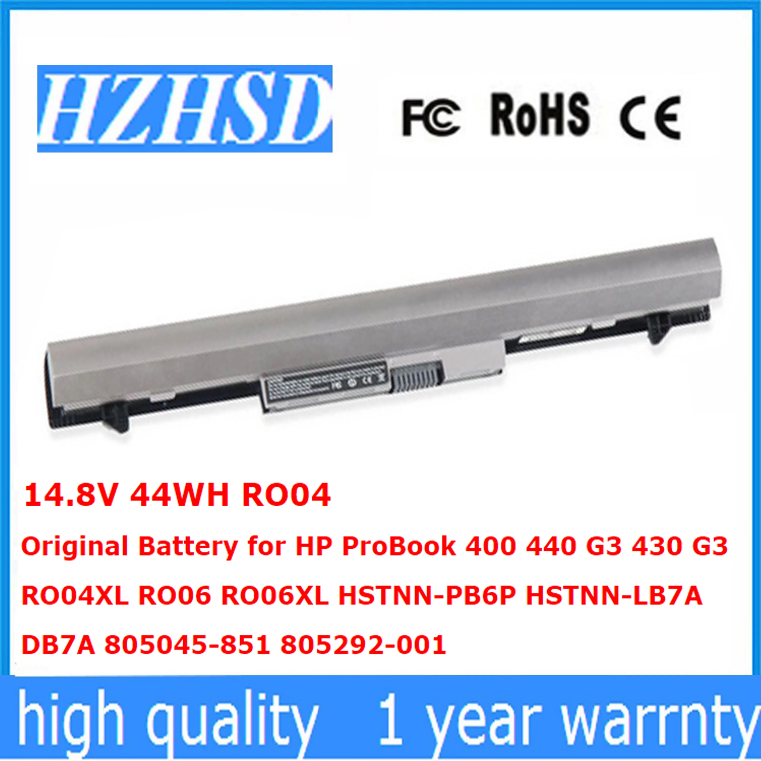 

14.8V 44WH RO04 Original Battery for HP ProBook 400 440 G3 430 G3 RO04XL RO06 HSTNN-PB6P HSTNN-LB7A DB7A 805045-851 805292-001