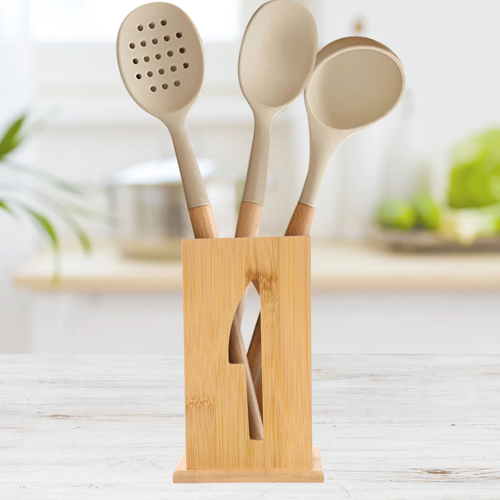 

Bamboo Chopstick Holder Large Capacity Kitchen Utensil Organizer Cutlery Storage Box Spoon Fork Space Saving