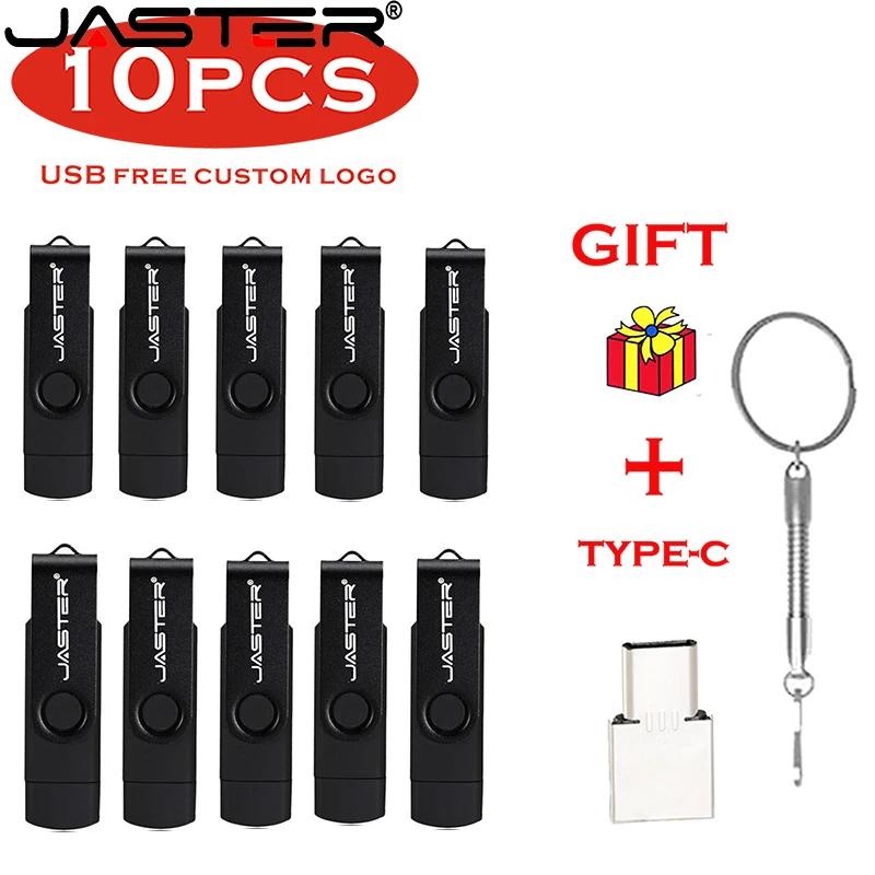 

10pcs/lots fee logo Multifunctional 2.0 usb flash drives 128G pendrive 64gb cle usb OTG high Speed drive Micro USB TYPE C gift