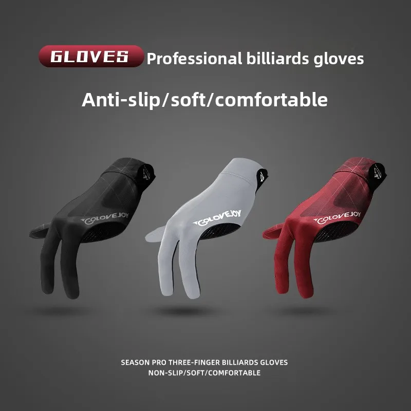 

Three-Finger Billiard Gloves Non-Slip Breathable Left Right Hand Snooker Pool Cue Glove Professional Single Piece Outdoor Cam