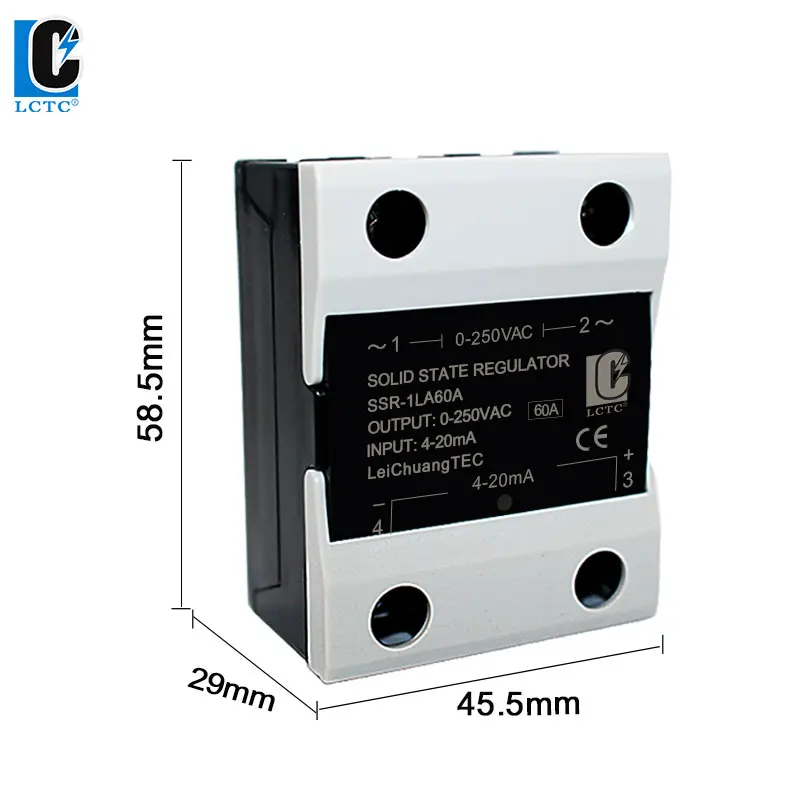 LCTC SSR 0-10VDC Voltage Regulator 4-20mA 0-5VDC Single Phase SCR Control Solid State Relay 10A 25A 40A 60A 80A 100A 120A