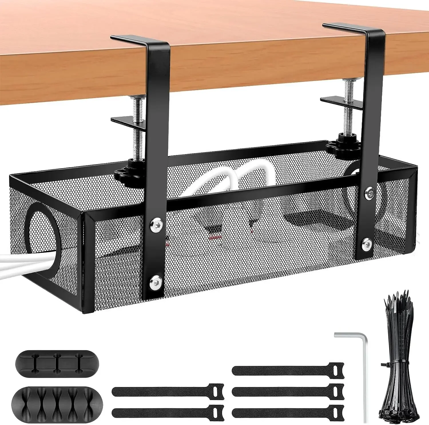 

Under Desk Organizer No Drilling Under Table Cord Tray Adjustable Cable Organizer For Tables Desk Accessories For Office Home