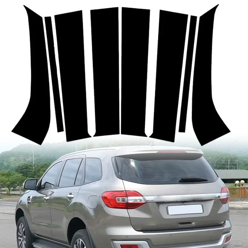 For Ford Everest 2023-2024 Car Pillar Post Door Window Trim Cover B C Column Stickers Exterior Parts Black/Carbon Fiber/Silvery