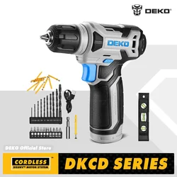 DEKO-Cordless Drill Set, Keyless Chuck, Mini Power Driver com Screw Set, chave de fenda elétrica, Built-in LED, 8V, 3/8