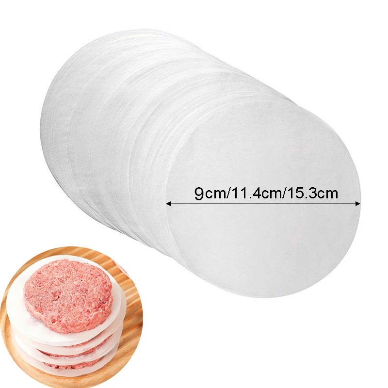 100Pc BBQ Hamburger Patty Paper - 10/11.4/15.3cm Wax Papers to Separate Frozen Pressed Patties - for Burger Patty Paper