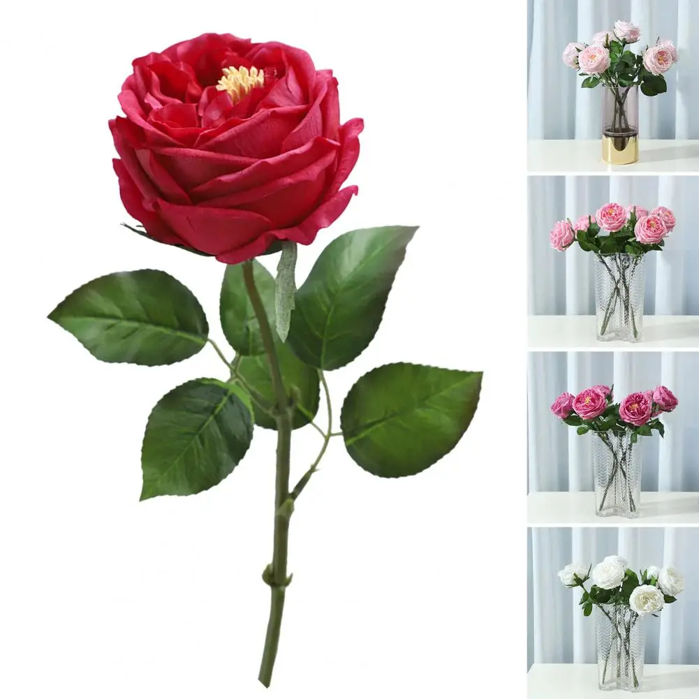 Single Branch Artificial Flower Realistic No Watering Non-fading Photo Props Ins Style Real Touch Imitation Rose for Wedding