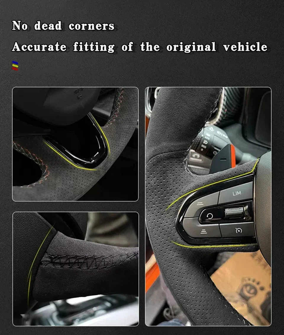 Auto Lenkrad Abdeckung Weiche Wildleder Für BMW E39 E46 325i E53 X5 Auto Innen Zubehör DIY Auto Lenkrad Abdeckung Wrap – Detail 7