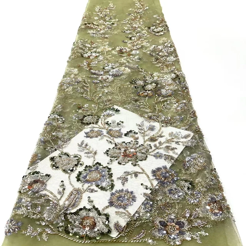 

Африканская кружевная ткань с бисером 2026, ярко-красная нигерийская кружевная ткань с блестками, швейный материал для свадебного платья, 5 ярдов