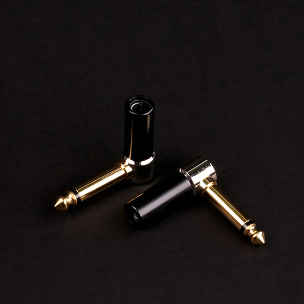 1PCS 6.35MM 2 Pole Mono Male Plug Right Angle Wire Connector Gold Plated Jack 6.35MM Plug Microphone Connector Wholesales