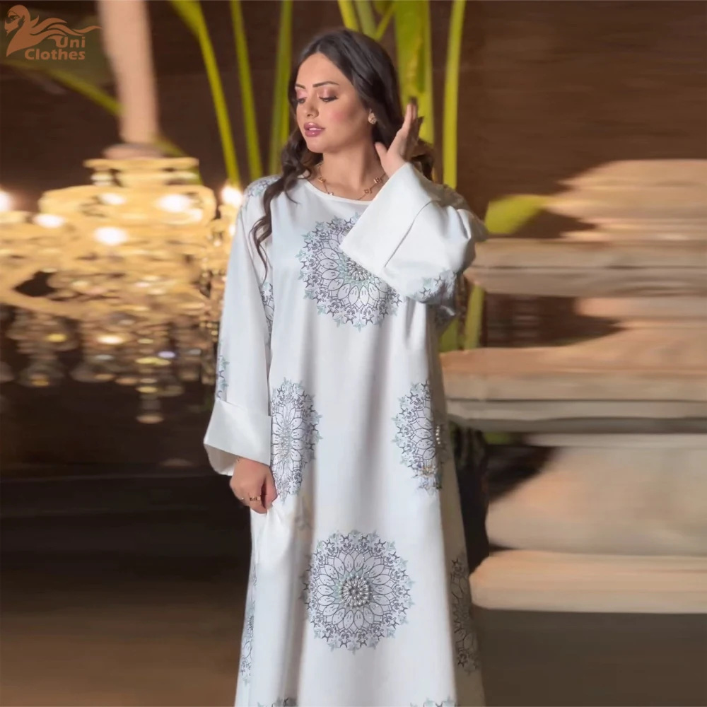 Ramadan 2024 Party Dress for Women Muslim Abaya Beading Diamond Dubai Arabic Kaftans Robes Party Musulman Flowers Dresses Eid