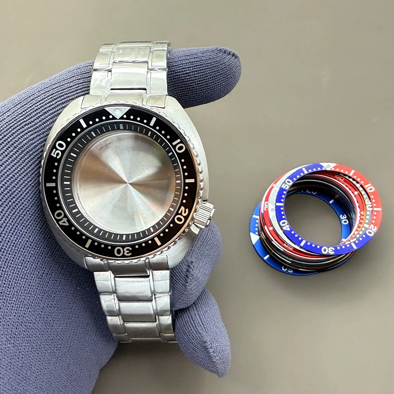 

Корпус для часов из черепахового ушка 6105 с сапфировым стеклом, подходит для механизма NH35 NH36 4R 7S со стальным ремешком, корпуса часов