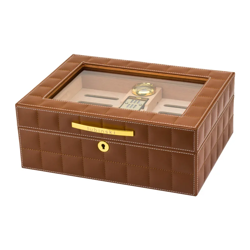 Cigar Box Leather Cedar Wood Mini Household Cigar Humidor Moist Air Cabinet