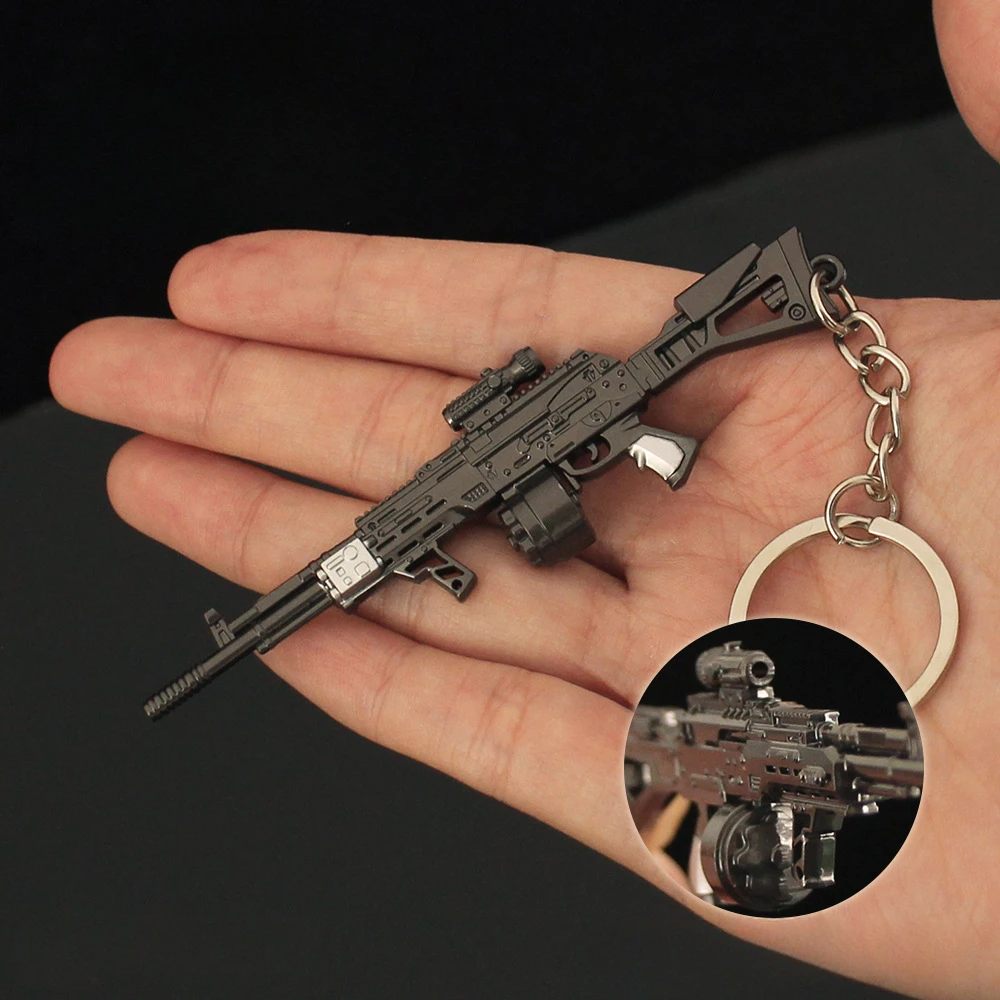 9cm/3.54in Breaking Through Miniso Gun Keychain Metal Game Peripherals AEK Rifle Model Props Boy Toys Collectible Holiday Gift