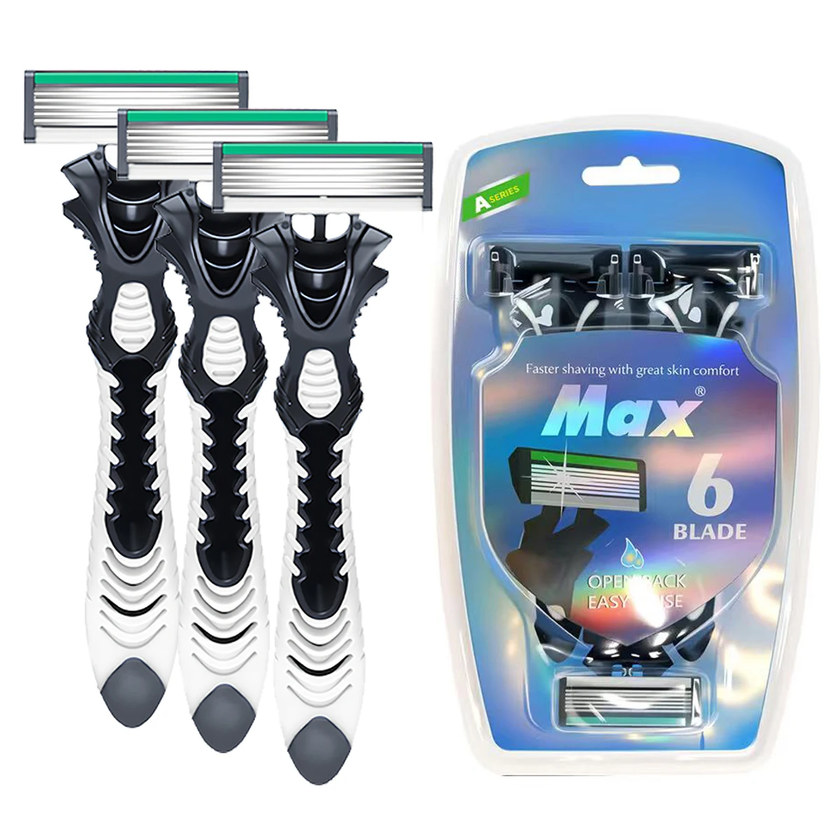 3pcs/pack Men Shaving Razor Six Layers Stainless Steel Blade Beard Razor For Man High Quality