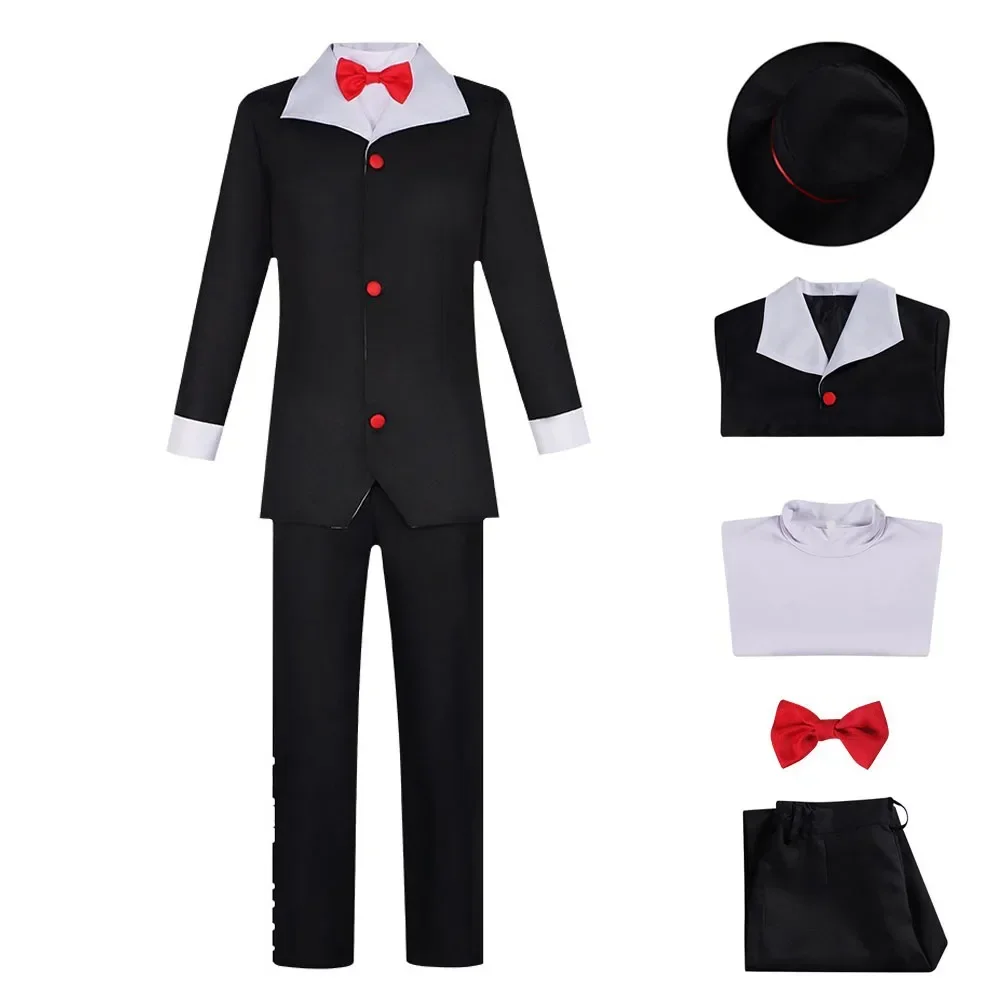Anime Hell Inn Husk Cosplay Costume Coat Lining Pants Bow Tie Hat Full Set Le Démon Husk Role Play Uniform Suit Halloween Party