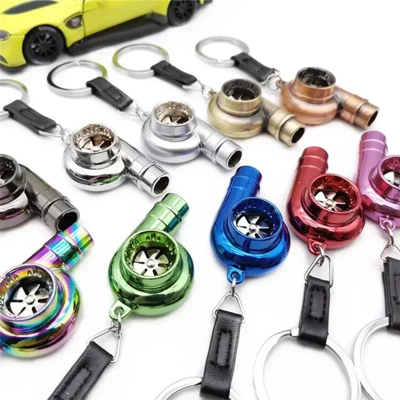 Turbo Keychain With Real Sound Zinc Alloy Turbo Keychain With Sound Sleeve Bearing Spinning Keychain for Auto Accessories B008