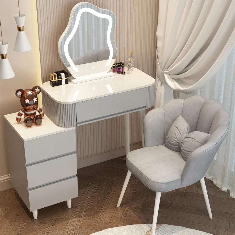 

Modern Wood Dressing Table Storage Minimalist Gray Makeup Dressing Table Vanity Large Tocador Maquillaje Bedroom Furniture