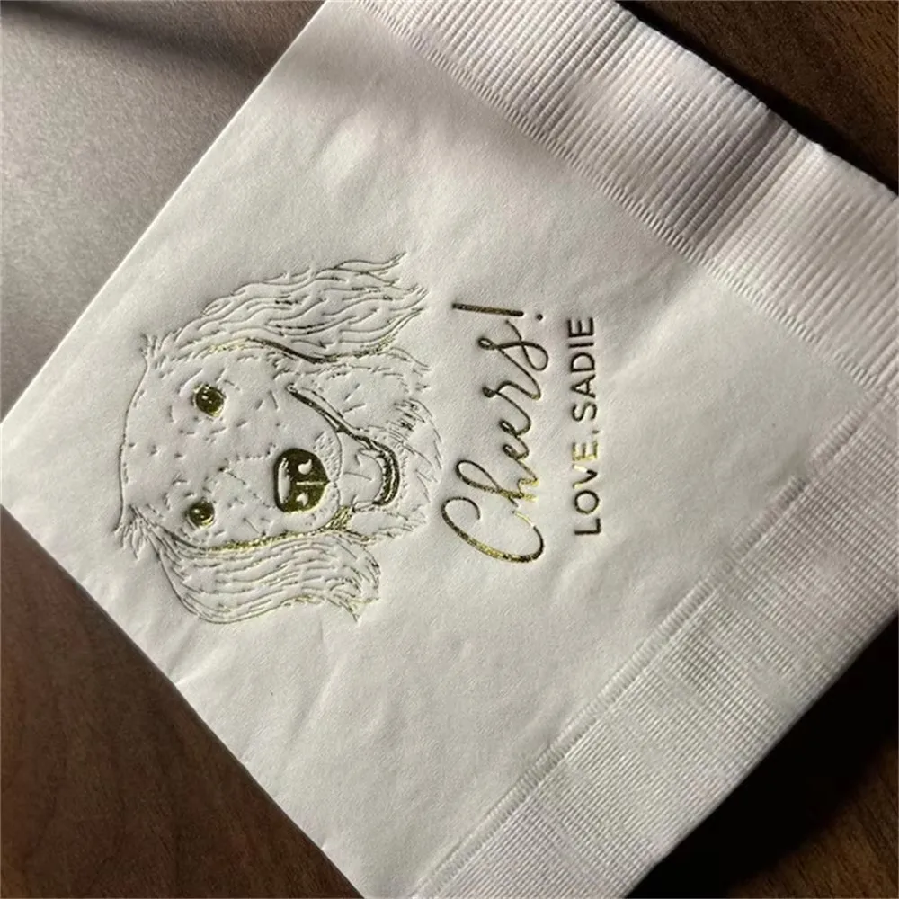 50PCS Custom Pet Cocktail Napkins | Dog Cocktail Napkins | Pet Illustration | dog cocktail napkin wedding | Pet Napkins