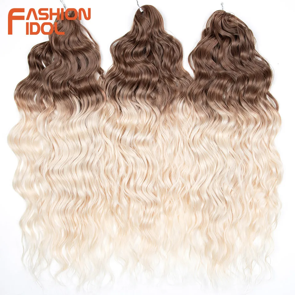 FASHION IDOL 24 Zoll Deep Wave Kunsthaar zum Flechten, Ombre Blonde Twist Crochet Lockenhaar für Alltag & Cosplay – Detail 8