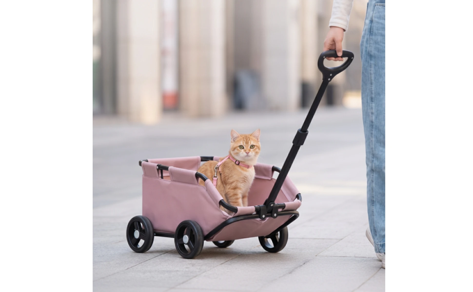 Pet Stroller with Telescopic Handle Folding Foldable Pet Stroller Sturdy Sturdy for Small Dogs, Outdoor Walks, Travel