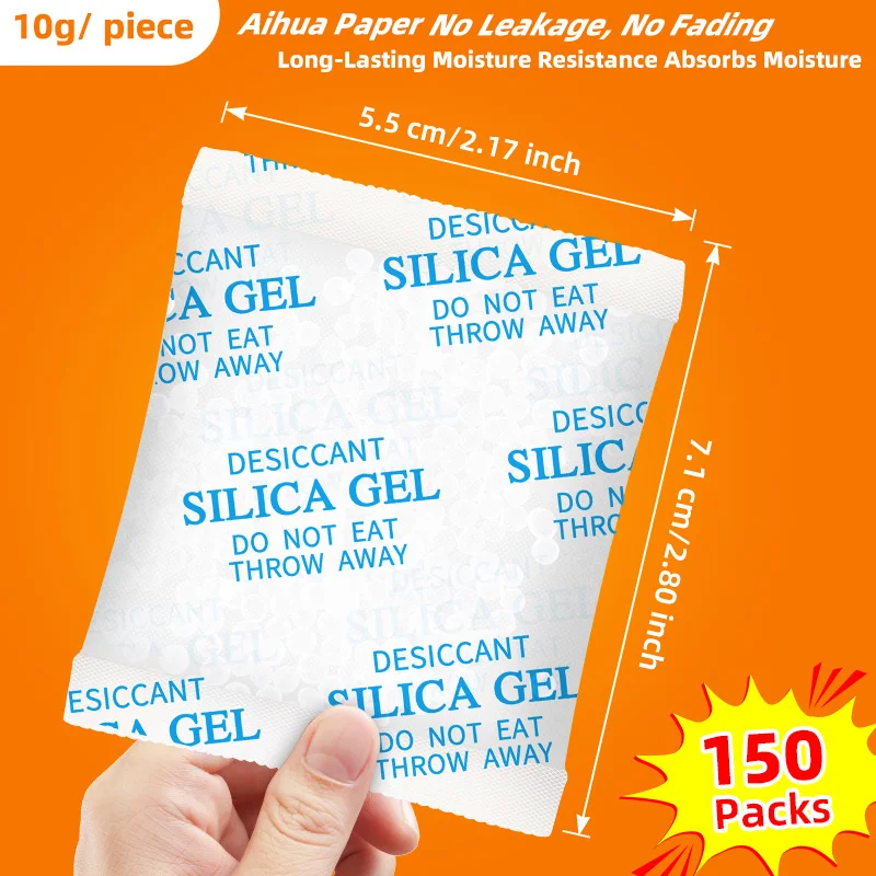 

150 Packs 10g Moisture Dehumidifier Non-Toxic Silica Gel Desiccant Absorber Bag Clothes Food Storage For Kitchen Room Living