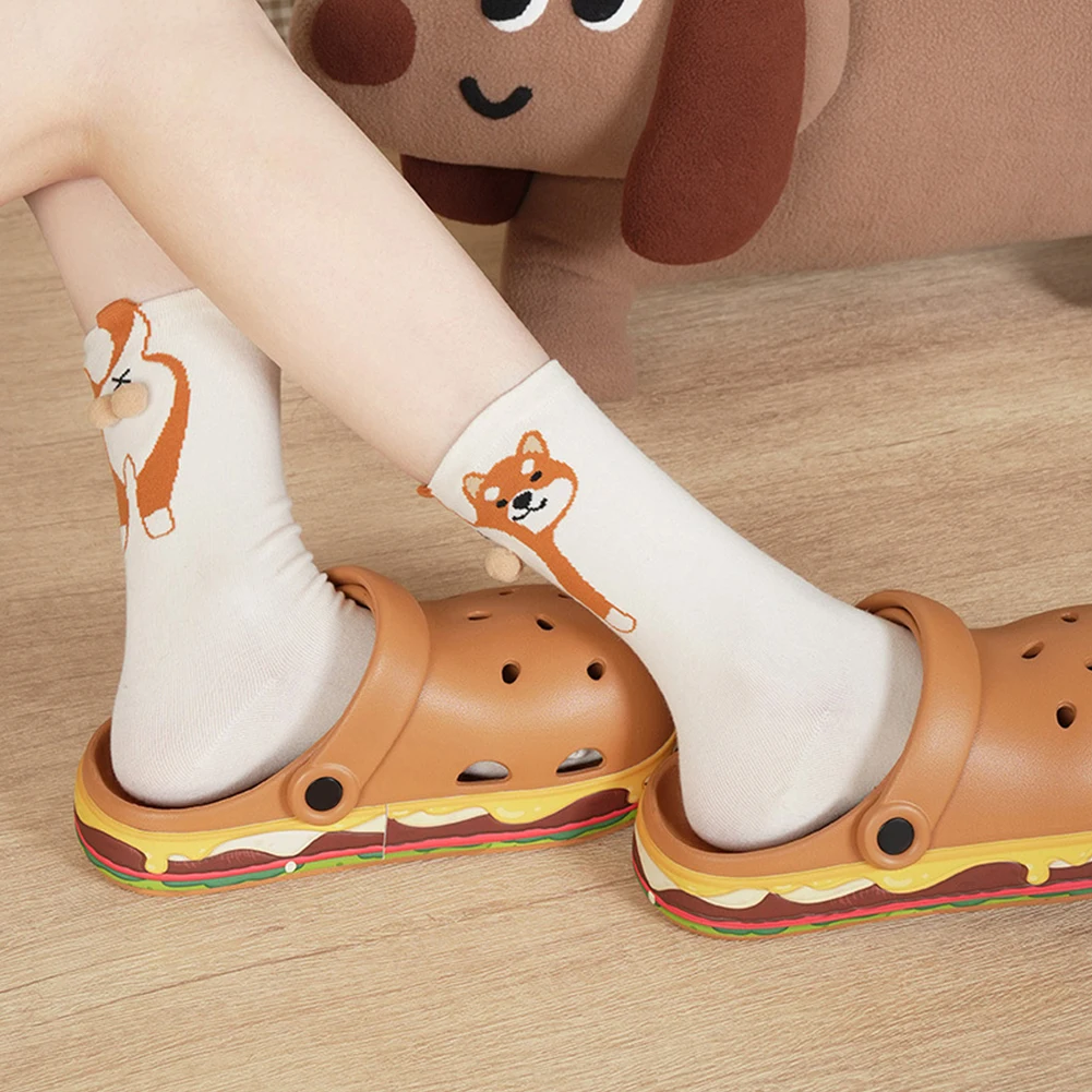 

2 шт. забавные хлопковые носки с шариками, носки с мультяшными животными, однотонные мягкие хлопковые носки, новые подарки для любителей собак