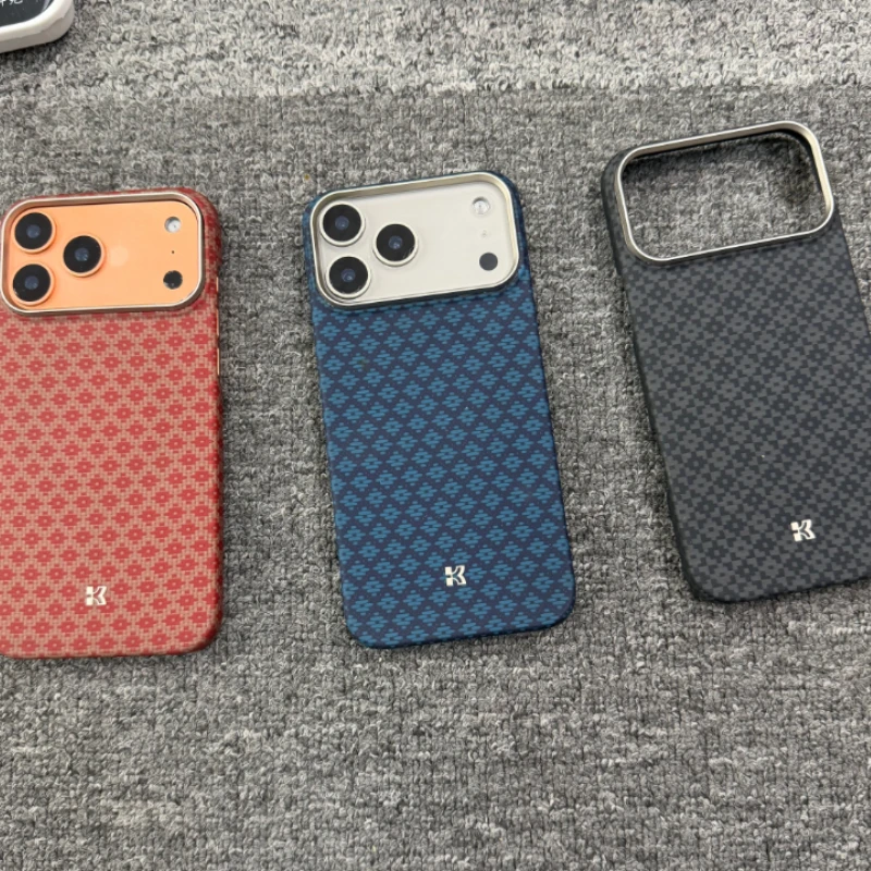 

For Apple IPhone 17 Pro Ultra-Thin Kevlar Phone Case IPhone 17 Pro Max Protective Cover Aramid Fiber Magsafe Magnetic Phone