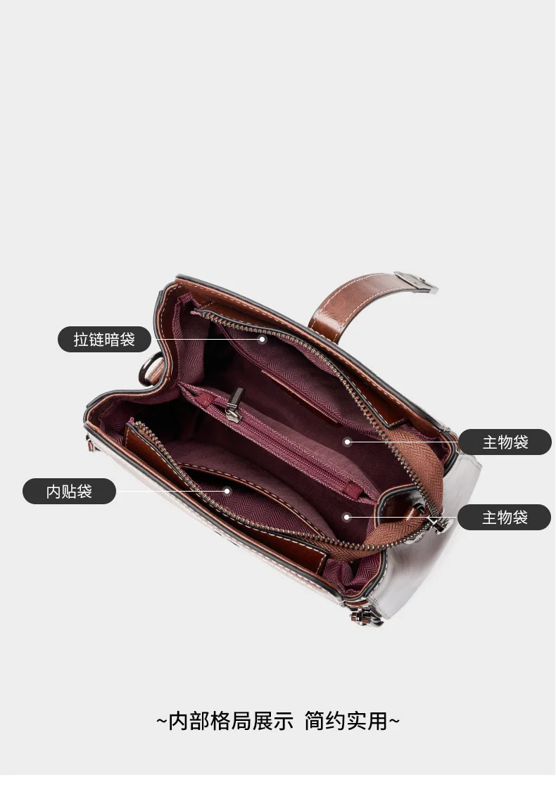 Waxed Full-Grain Leather Shoulder Bag - Spacious Women's Crossbody Tote, Versatile Minimalist Small Bucket Bag