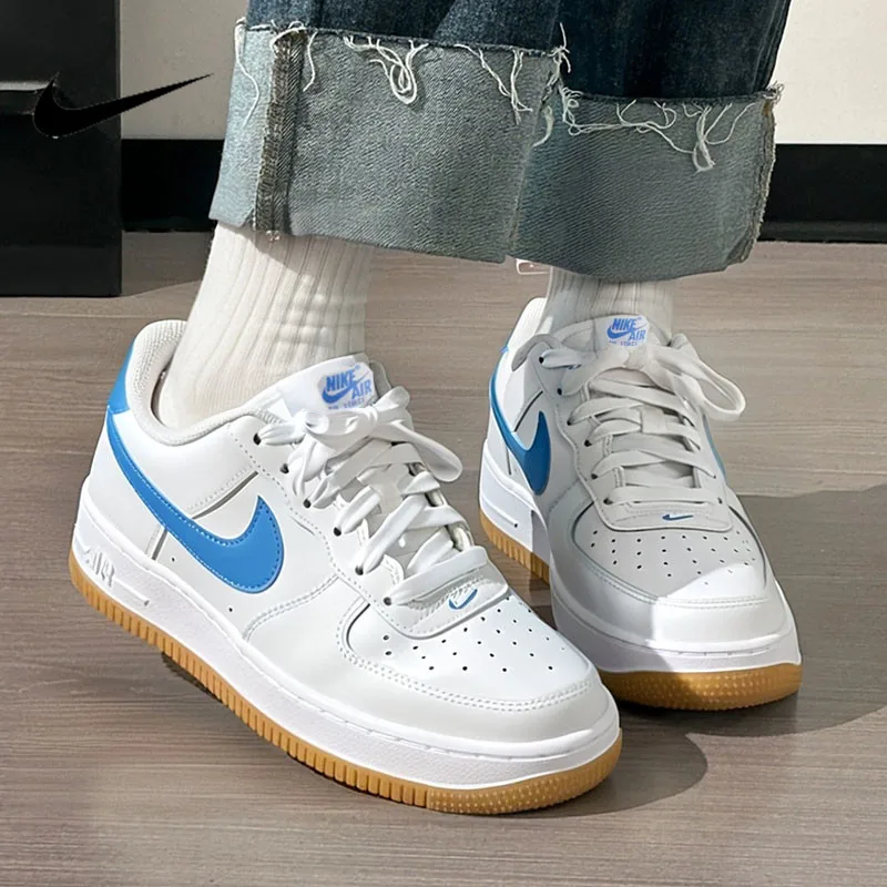 

Nike Air Force 1 Low GS Sneakers, Leather Air-Sole Cushion Gum Retro Casual Shoes for Youth FV5948-115