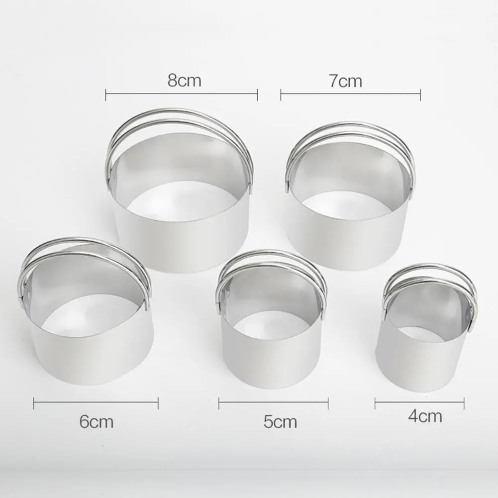 Stainless Steel Cookie Cutters 5pcs Stainless Steel Cookie Cutter Set with Handle Round Biscuit Cutters for Cake Donuts Pancakes