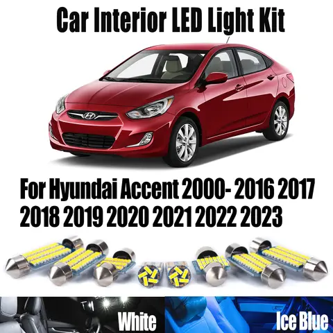 Mappa Lettura Targa Lampada Kit Per Hyundai Accent 2000 2016 2017 2018 2019 2020 2021 2022 2023 Auto LED Interni Cupola Luce