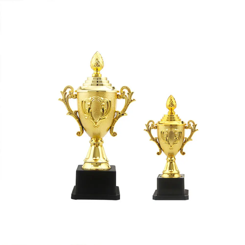 Plastic Party Trophy 24Cm Golden Award Mini with Black Base for Competition Classroom Awards Golden Award Trophy